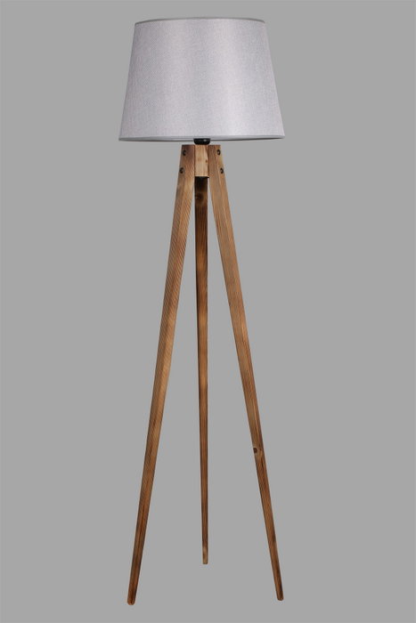 Opviq Lámpara de Pie de Madera y Tela Marrón y Gris Opviq Lámpara de Pie de Madera y Tela Marrón y Gris